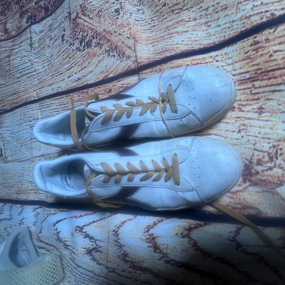 Diadora White and Tan Boat Shoes